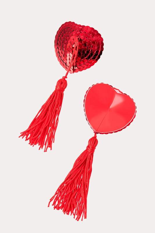 Фото Пэстис Erolanta Lingerie Collection в форме сердец с кисточками однотонные красные