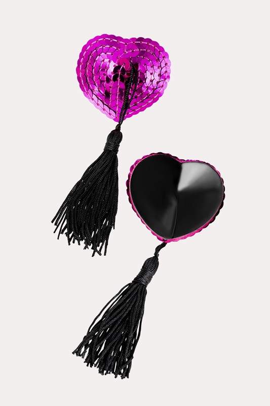 Фото Пэстис Erolanta Lingerie Collection в форме сердец с кисточками ярко-розово-черные