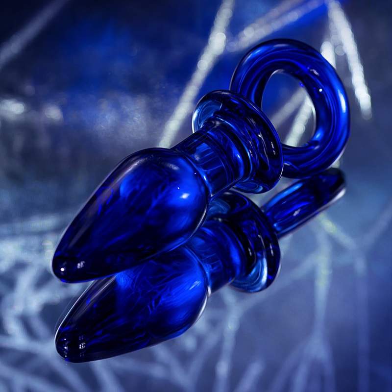 Фото Анальная втулка Sexus Glass, стекло, синяя, 14 см, Ø 3,5 см