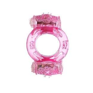 Эрекционное кольцо на пенис с двойной вибрацией TOYFA, TPE, розовый