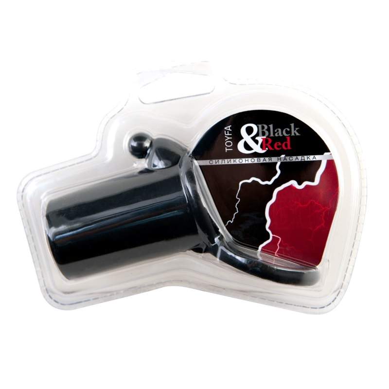 Фото Насадка на пенис Black & Red by TOYFA, со стимуляцией клитора, силикон, чёрная, 11 см