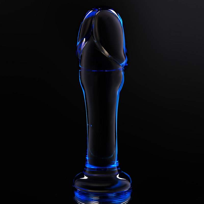 Фото Анальный фаллоимитатор Sexus Glass, стекло, синий, 13 см