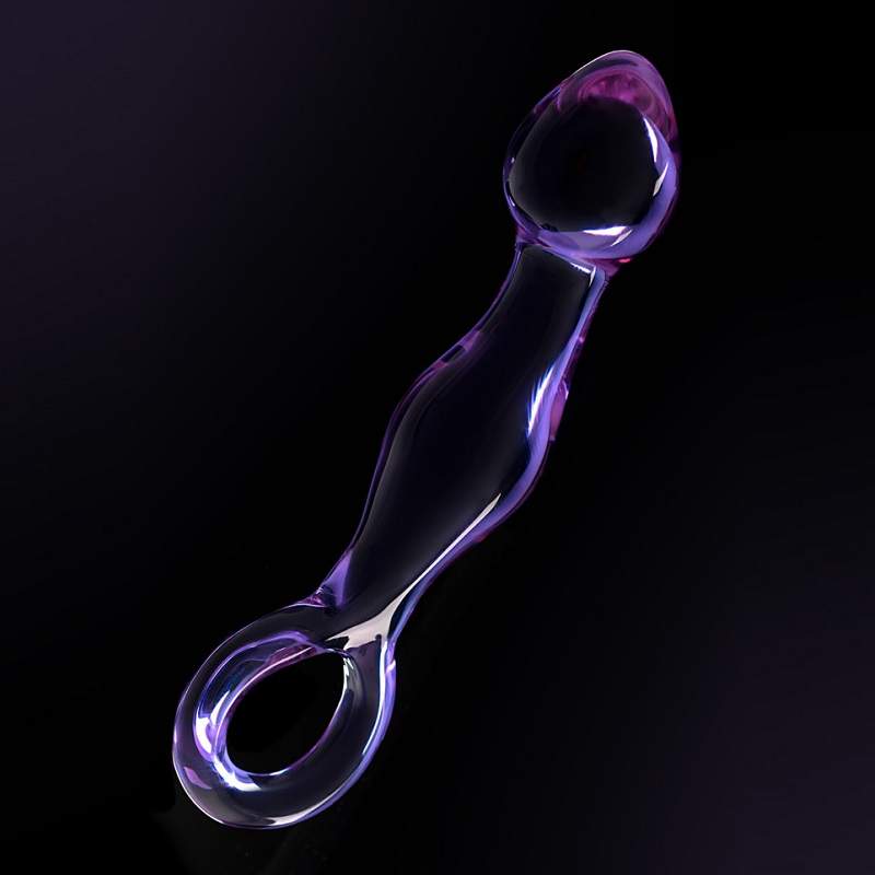 Фото Анальный фаллоимитатор Sexus Glass с кольцом, стекло, сиреневый, 12,5 см