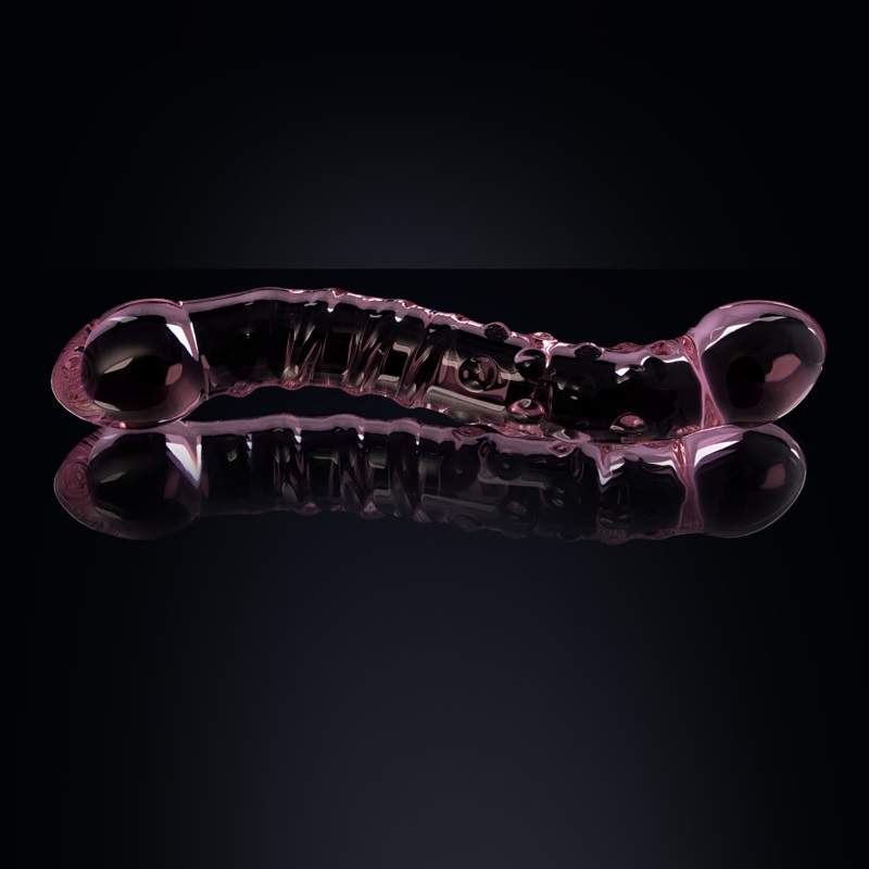 Фото Двусторонний фаллоимитатор Sexus Glass, стекло, розовый, 20,5 см