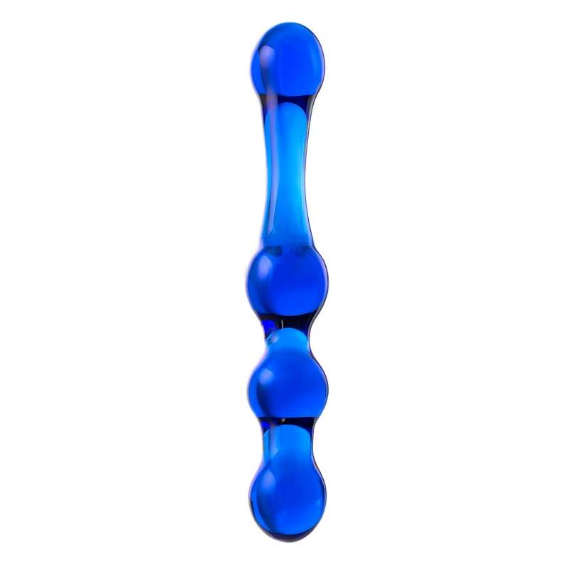Фото Двусторонний фаллоимитатор Sexus Glass, стекло, синий, 20,5 см