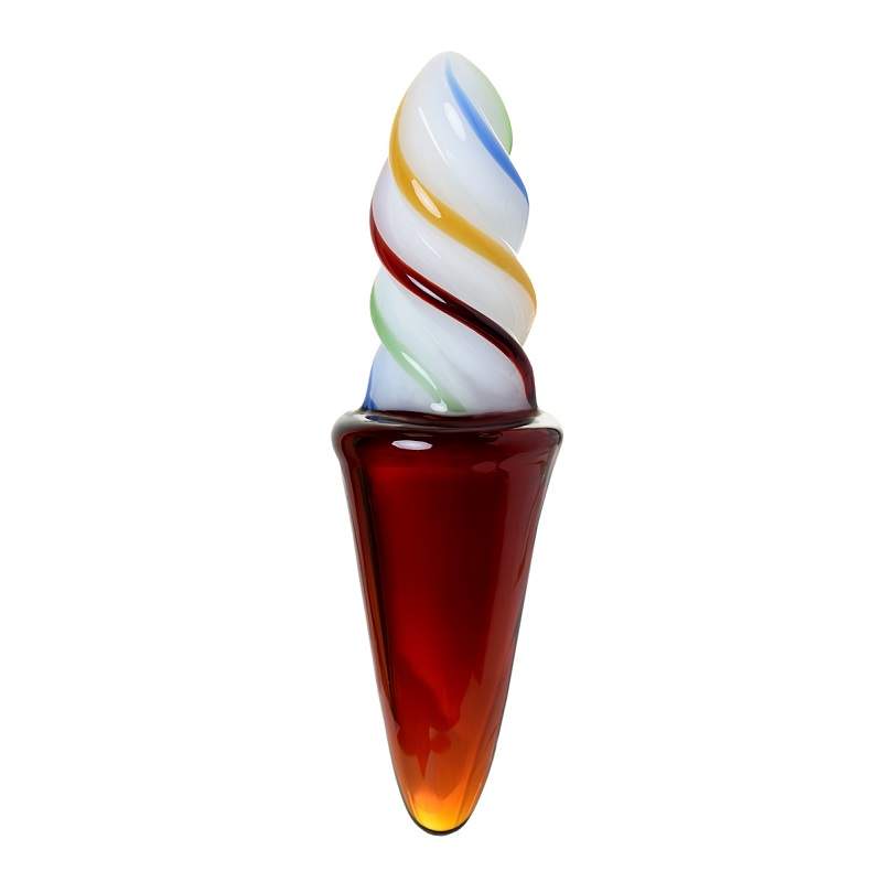 Фото Двусторонний фаллоимитатор Sexus Glass, стекло, янтарно-разноцветный, 16 см