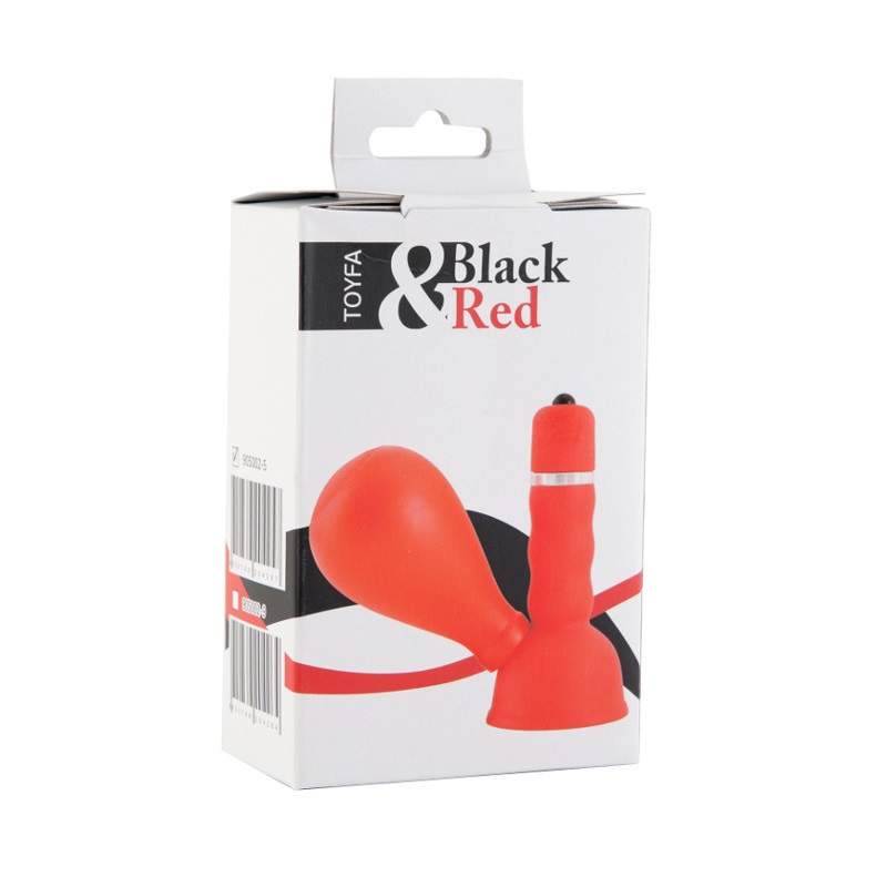 Фото Вибромассажер для сосков Black & Red by TOYFA с грушей, ABS пластик, красный, 8,2 см