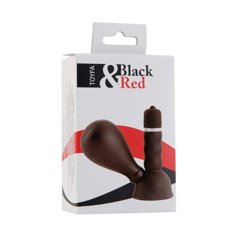 Фото Вибромассажер для сосков Black & Red by TOYFA с грушей, ABS пластик, чёрный, 8,2 см