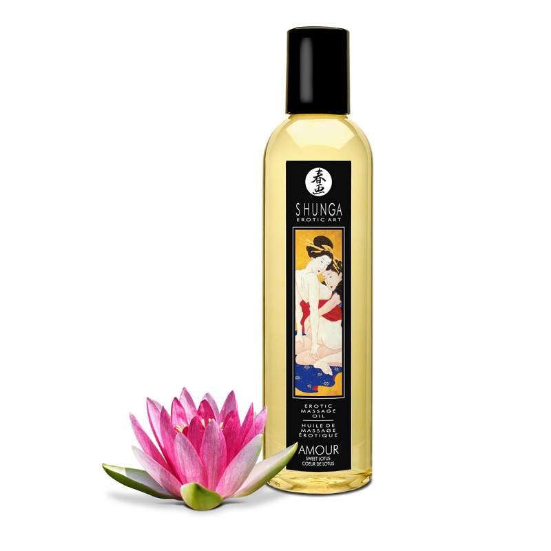Фото Масло для массажа Shunga Amour «Sweet Lotus», натуральное, возбуждающее, с цветочным ароматом, 250 мл