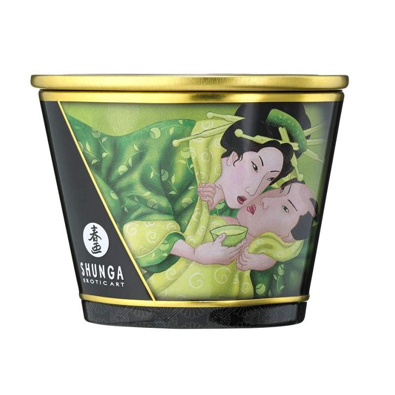 Фото Массажное арома масло в виде свечи Shunga Exotic Green Tea Зеленый чай 170 мл
