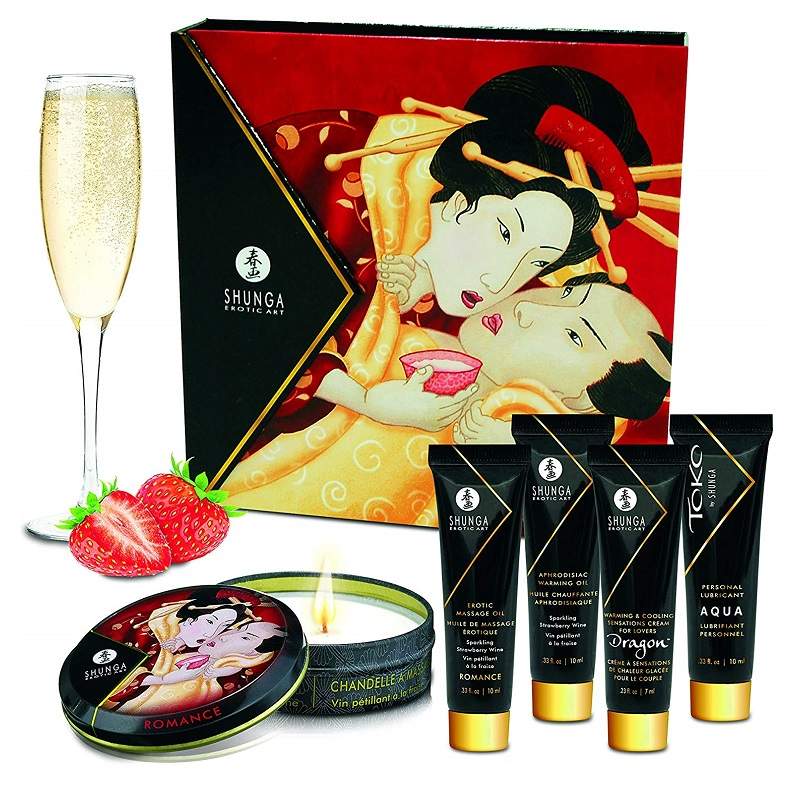 Фото Набор подарочный Shunga Geisha's Secret Клубника и шампанское 5 предметов